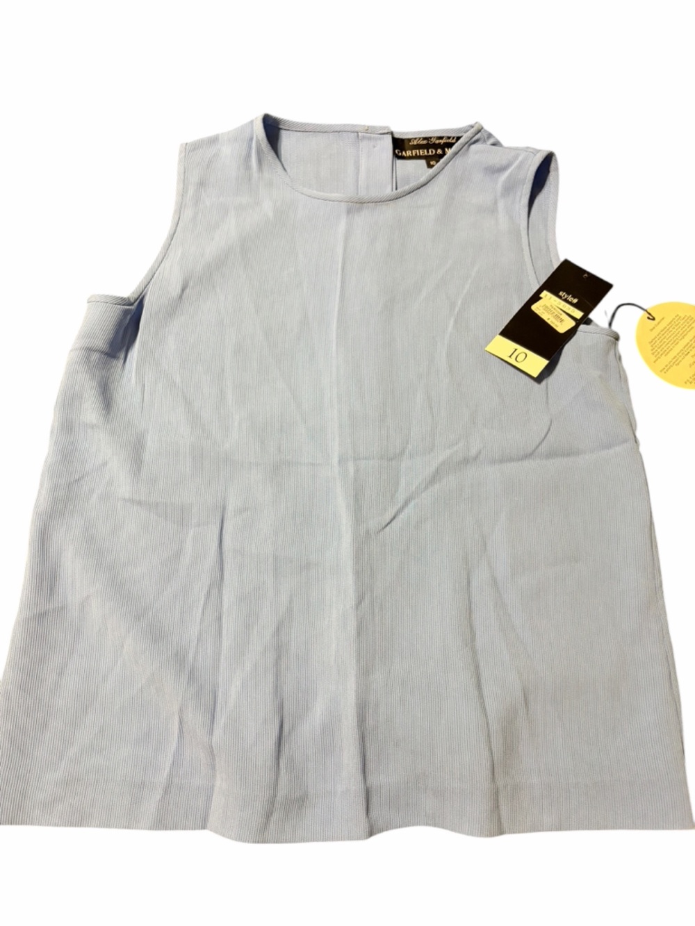 Light Blue Sleeveless Knit Top Vintage Made in USA Perfect Under Jacket Too!